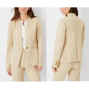NWT Ann Taylor Suiting SZ 8 The Cutaway Blazer Toasted Oat Stylish Warm Weather
